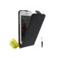 Flap Leather Case for Apple iPhone 5 5S Case Cover + Mini Stylus + Screen Protector AOA Cases® (Black) (Electronics)
