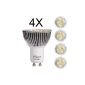 Elinkume 4x GU10 6W LED Bulbs SMD 5630LED Spot Led Recessed Recessed Lighting Warm White Salon lamp (3000K) 90-240V AC ¡