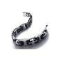 Konov jewelry Men bracelet, stainless steel rubber Cross, Black silver (jewelery)