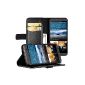 EasyAcc HTC One M9 Case Pouch Wallet Case Cover Phone Case with Stand Function Card Holder Black Leatherette (Wireless Phone Accessory)