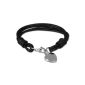 Silver Dream Leather Bracelet Stainless Steel Heart black for ladies or men's leather steel bracelet leather LAP005S (jewelry)