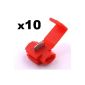 10x Cosse Electrical Connector Fast Red - insulation displacement connectors (Leads) - Electric Terminals (For son up to 1mm² 0.4mm) - FREE SHIPPING!  (Others)