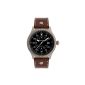 Gigandet RED BARON I Men's Automatic Pilot Watch - wristwatch with analogue display - 100m / 10ATM waterproof with date display, brown leather strap and black dial - G8-002 (clock)