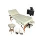 Massage table cosmetic beige bed 10cm thick cushion + accessories
