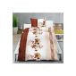 2 pcs.  Beaver cotton winter bedding with zipper in 135x200cm or 155x220cm + 80x80cm // Home-Impression (maroon / white / beige, 135x200cm)