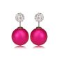 Holypink TM - New Original Hand Finished Swarovski Element Mat Sky Blue Double Pearl Drop Pattern Earrings Gift (jewelry)