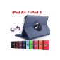 King Cameleon color DARK BLUE for Apple iPad 5 AIR - BAG Bag Multi Angle ROTARY 360 - Many colors available - SMART COVER Shell Case PU LEATHER, 360 ° rotation, Stand, magnetic / magnet to standby - 1 PEN INCLUDED! !!  (Electronic devices)