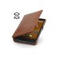StilGut® Book Type Case with Clip, leather case for Sony Xperia Z3 Compact, cognac (Electronics)