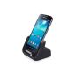 DONZO® standard USB docking station for Samsung Galaxy S4 mini I9190 & I9195 + USB Data Cable + Charger Power Supply - Black (Electronics)