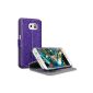 Samsung Galaxy S6 Cover Terrapin Crosshatch Case Leather Case Ultra Thin With The Function Stand for Samsung Galaxy S6 Leather Case - Purple (Electronics)