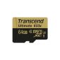 Transcend Ultimate microSDXC UHS-I memory card U3 64GB MLC with SD Adapter (95Mbps reading, writing 85Mbps) (Personal Computers)