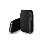 Sony Xperia M Black Leather Pull Tab Case Cover + Touch Pen + Cloth (Electronics)