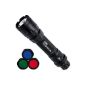 LiteXpress LXL440001 X-Tactical 102 aluminum flashlight, 1 CREE high power LED light output up to 174 lumens, continuously dimmable, including 3 different color filters, power rating according to ANSI standard, black (household goods)