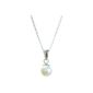 Beautiful 925 Sterling Silver Freshwater Pearl Ladies - Trailer + chain white 5.0mm (jewelry)