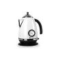 Klarstein Aquavita Chalet - Electric kettle 1.7L teapot in lovely style with old-school side thermometer (2200W, cool-touch handle) - White (Electronics)