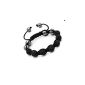 Shamballa Bracelet 11 pearls - 7 rhinestone crystal beads + 4 hematite beads - Black (Jewelry)