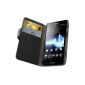 Avizar - Portfolio Case for Sony Xperia Ion - Grained Leather Folio Case Flap Black (Electronics)