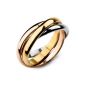 MunkiMix Stainless Steel Band Ring Rose Gold Silver Chain Marriage Poli One Size 62 Male (Jewelry)