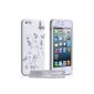 iPhone 5 Case Flowers Butterfly Silicone Case - White / Silver (accessory)