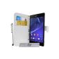 Luxury Wallet Case Cover White for Sony XPERIA Z 2 + 3 and PEN FILM OFFERED!  (Electronic devices)