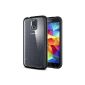 Spigen Case for Samsung Galaxy S5 shell ULTRA HYBRID [Air Cushion edge protection technology - Extreme Drop Protection Cover] - Case for Samsung Galaxy S5 S 5 / SV / SGS5 - Cover Transparent Back & Bumper frame in black [Black - SGP 10821] (optional)