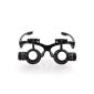 Amzdeal® 10 X 15 X 20 X 25 X Magnifier Magnifying glasses with 2LED Double eye loupes Repair Tool Jewelry / Watch / Clock Kit 4paires Magnifying lens 1cadre 1Headband included (Black) (Office Supplies)