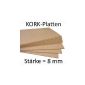 Wall cork plate 50 x 100 cm - 8 mm thick - high-quality cork - highly elastic and antistatic