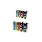 10 ink cartridges for Epson T1301 T1302 T1303 T1304 - Black by 30ml, 20ml per color, compatible with T1301 - 04 (Electronics)