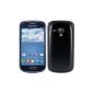 kwmobile® battery cover of brushed aluminum for the Samsung Galaxy S3 Mini i8190, Black (Wireless Phone Accessory)