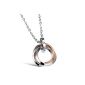 bigsoho stainless steel 3 rings zirconia stones pendant necklace chain partners for women - color: Rose Gold (jewelery)
