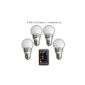bd® 4 LED light bulb + 1 remote color changing light, lamp, E27 3W RGB LED Bulb Lamp, LED Light Bulb with Wireless Remote Control Magic