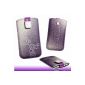 Case Case Case Case leather with pull-out tape and Velcro design circle for Sony Xperia Z3 Compact white purple (Electronics)