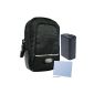 Camera bag BAL black for Samsung WB350F - including equipster screen protector and spare battery to SLB-10 (electronic)