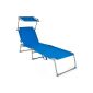 TecTake® Gartenliege sunbed beach chair leisure deck with sun roof 190cm blue