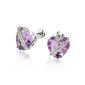 Vaquetas Ladies Earrings Heart 925 sterling silver cubic zirconia purple 4 18 mm Fa O836S (jewelry)