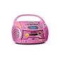 Auna Boom Girl portable CD radio recorder kitchen radio with USB (battery powered, incl. Sticker set, FM radio tuner, cassette) pink (electronics)