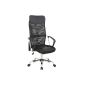 Office chair height-adjustable with ergonomic seating comfort, executive chair, tilt function, swivel chair black (household goods)