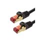BIGtec Premium 5m CAT.5e Ethernet LAN Patch Cable Gigabit network cable patch cable black films and geflechtgeschirmt gilded (RJ45, Cat 5e, SFTP Double Shielded, Screened Foiled Twisted Pair, 1000 Mbit / s) 2 x RJ45 connectors ideal for switch, DSL connections, patch panels , patch panels, routers, Modem, Access Point and other devices with RJ45 connection, cable CAT CAT CAT 5e cable CAT5 shielded patch cable SF / UTP (Electronics)