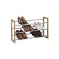 Pullout shoe rack made of light wood + chrome Width: 63.5 to 118 cm;  Height: 46 cm, depth: 22 cm