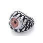 Konov Jewelry Ring Man - Devil's Claw Dragon Eye - Biker - Stainless Steel - Rings - Fantasy - Men - Color Brown Silver - With Gift Bag - F22222 - Size 54 (Jewelry)