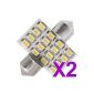 2x 16 SMD 3528 LED C5W 31mm plate dome ceiling Shuttle Scallops White Bulb Light Car (Kitchen)