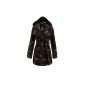Catch One - ladies military style checkered coat with belt buttons hooded winter coat (Textiles)