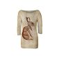 WearAll - Lady rabbit knitted sweater bat neck extension 3/4 Long Top - Size 36-42 (Textiles)