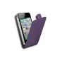 Cadorabo!  PREMIUM Iphone 4 / 4S Case / Cover Protection and safety magnetic closure design FLIP CASE PU Ciur to lilac (Electronics)