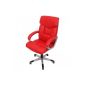 FineBuy FB009 Design office chair with leather upholstery XXL optics reference color selectable, Color: Red
