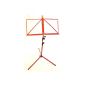 BASIX Notenpult red with practical Notenklammer - stable, shapely and folding music stand - extended twice