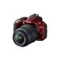 Nikon D3100 Digital SLR Camera (14 megapixels, Live View, Full HD video function) Kit incl. AF-S DX 18-55 VR Lens Red (Electronics)