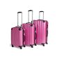 TecTake® 3-part Reisekofferset Trolley Hard suitcases rolling suitcase 4 wheels 360 degrees pink (Luggage)