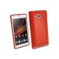 iGadgitz TPU Case Cover Red Tinted Gloss Sony Xperia SP + Android Smartphone Screen Protector (Wireless Phone Accessory)