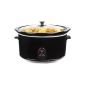 Andrew James - Premium Crock Of 8 Litres Black + With Lid Safety Glass, Ceramic Bowl Removable Interior - 3 Different Temperatures - 2 Years Warranty